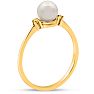 Round Freshwater Cultured Pearl and Diamond Accent Ring In 14 Karat Yellow Gold, Great For Ring Finger Or Pinky! Image-5