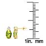 1 Carat Oval Peridot and Diamond Stud Earrings In 14 Karat Yellow Gold Image-3