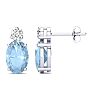 Aquamarine Earrings: Aquamarine Jewelry: 1 Carat Oval Aquamarine and Diamond Stud Earrings In 14 Karat White Gold Image-1