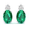1 Carat Oval Emerald and Diamond Stud Earrings In 14 Karat White Gold Image-2