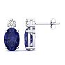 1 Carat Oval Tanzanite and Diamond Stud Earrings In 14 Karat White Gold Image-1