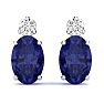 1 Carat Oval Tanzanite and Diamond Stud Earrings In 14 Karat White Gold Image-2