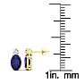 1 Carat Oval Tanzanite and Diamond Stud Earrings In 14 Karat Yellow Gold Image-3