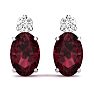 Garnet Earrings: Garnet Jewelry: 1 Carat Oval Garnet and Diamond Stud Earrings In 14 Karat White Gold Image-2