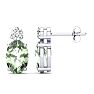 1 Carat Oval Green Amethyst and Diamond Stud Earrings In 14 Karat White Gold Image-1