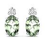 1 Carat Oval Green Amethyst and Diamond Stud Earrings In 14 Karat White Gold Image-2