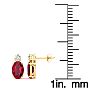 1 Carat Oval Ruby and Diamond Stud Earrings In 14 Karat Yellow Gold Image-3