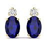 1 1/4 Carat Oval Sapphire and Diamond Stud Earrings In 14 Karat Yellow Gold Image-2