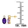 1 1/2 Carat Oval Amethyst and Diamond Stud Earrings In 14 Karat Yellow Gold Image-3