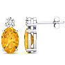 1 2/3 Carat Oval Citrine and Diamond Stud Earrings In 14 Karat White Gold Image-1