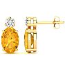 1 2/3 Carat Oval Citrine and Diamond Stud Earrings In 14 Karat Yellow Gold Image-1
