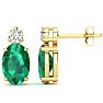 1 2/3 Carat Oval Emerald and Diamond Stud Earrings In 14 Karat Yellow Gold Image-1