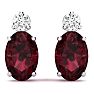 Garnet Earrings: Garnet Jewelry: 2 Carat Oval Garnet and Diamond Stud Earrings In 14 Karat White Gold Image-2