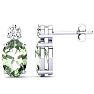 1 1/2 Carat Oval Green Amethyst and Diamond Stud Earrings In 14 Karat White Gold Image-1