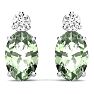 1 1/2 Carat Oval Green Amethyst and Diamond Stud Earrings In 14 Karat White Gold Image-2