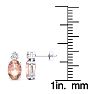 1-2/3 Carat Oval Shape Morganite Earrings with Diamond, Studs In 14 Karat White Gold Image-3