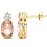 1-2/3 Carat Oval Shape Morganite Earrings with Diamond, Studs In 14 Karat Yellow Gold Image-1