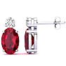 2 Carat Oval Ruby and Diamond Stud Earrings In 14 Karat White Gold Image-1