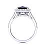 5 Carat Cushion Cut Sapphire and Halo Diamond Ring In 18K White Gold Image-2
