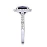 5 Carat Cushion Cut Sapphire and Halo Diamond Ring In 18K White Gold Image-3