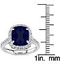5 Carat Cushion Cut Sapphire and Halo Diamond Ring In 18K White Gold Image-4