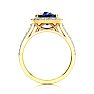 5 Carat Cushion Cut Sapphire and Halo Diamond Ring In 18K Yellow Gold Image-2