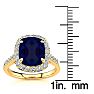 5 Carat Cushion Cut Sapphire and Halo Diamond Ring In 18K Yellow Gold Image-4