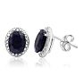 3 Carat Sapphire and Diamond Halo Stud Earrings Image-1