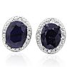 3 Carat Sapphire and Diamond Halo Stud Earrings Image-2