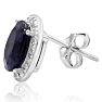 3 Carat Sapphire and Diamond Halo Stud Earrings Image-4