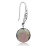 Pearl Drop Earrings With 9-9.5MM AAA Cultured Black Tahitian Pearls and Crystals In 18 Karat White Gold Image-2