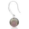 Pearl Drop Earrings With 9-9.5MM AAA Cultured Black Tahitian Pearls and Crystals In 18 Karat White Gold Image-3