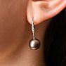 Pearl Drop Earrings With 9-9.5MM AAA Cultured Black Tahitian Pearls and Crystals In 18 Karat White Gold Image-6