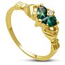 Emerald Claddagh Ring in 10k Yellow Gold Image-2