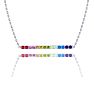 Pink Gemstones 1 Carat Natural Gemstone Rainbow Bar Necklace In 14K White Gold Image-1