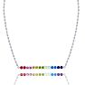 Pink Gemstones 1 Carat Natural Gemstone Rainbow Bar Necklace In 14K White Gold Image-2