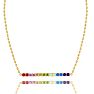 Pink Gemstones 1 Carat Natural Gemstone Rainbow Bar Necklace In 14K Yellow Gold Image-2
