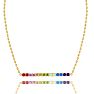 Pink Gemstones 1 Carat Natural Gemstone Rainbow Bar Necklace In 14K Yellow Gold Image-2