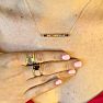 Pink Gemstones 1 Carat Natural Gemstone Rainbow Bar Necklace In 14K Yellow Gold Image-5