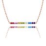 Pink Gemstones 1 Carat Natural Gemstone Rainbow Bar Necklace In 14K Rose Gold Image-1