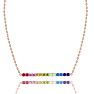 Pink Gemstones 1 Carat Natural Gemstone Rainbow Bar Necklace In 14K Rose Gold Image-2