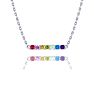 Pink Gemstones 1/2 Carat Natural Gemstone Rainbow Bar Necklace In 14K White Gold Image-1