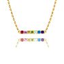 Pink Gemstones 1/2 Carat Natural Gemstone Rainbow Bar Necklace In 14K Yellow Gold Image-1