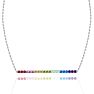 Pink Gemstones 1 1/2 Carat Natural Gemstone Rainbow Bar Necklace In 14K White Gold Image-2