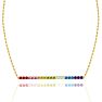 Pink Gemstones 1 1/2 Carat Natural Gemstone Rainbow Bar Necklace In 14K Yellow Gold Image-2