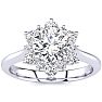 1 Carat Floral Halo Diamond Engagement Ring in 14k White Gold (I-J, I1-I2) Image-1