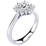 1 Carat Floral Halo Diamond Engagement Ring in 14k White Gold (I-J, I1-I2) Image-2
