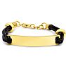 Mens Stainless Steel and Leather ID Bracelet In Yellow Gold Tone, Image-2