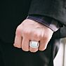 Mens Stainless Steel Square Signet Ring, With Free Custom Engraving Image-6