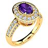 1 1/2 Carat Oval Shape Amethyst and Halo Diamond Ring In 14 Karat Yellow Gold Image-2